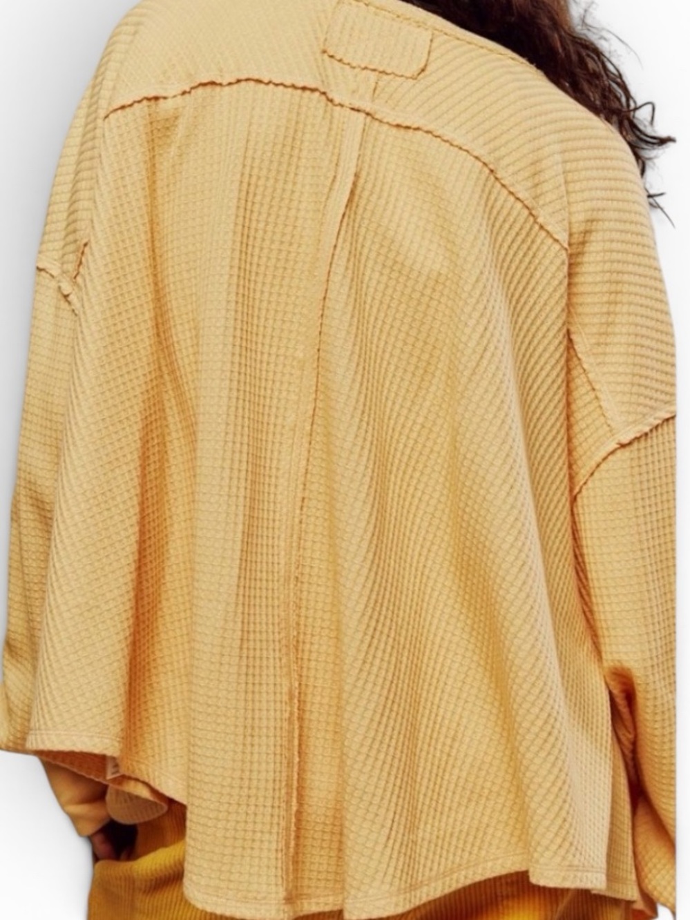 Free people Oversized Waffle Knit Pullover Sweater - Yellow - Picture 4 of 8